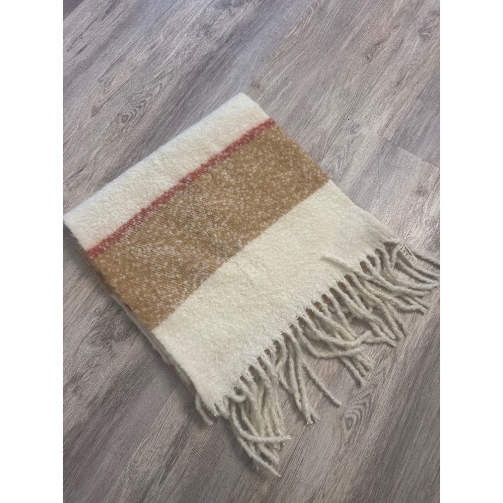 Madewell Striped Brushed Scarf Cream Tan Rust‎ NWT